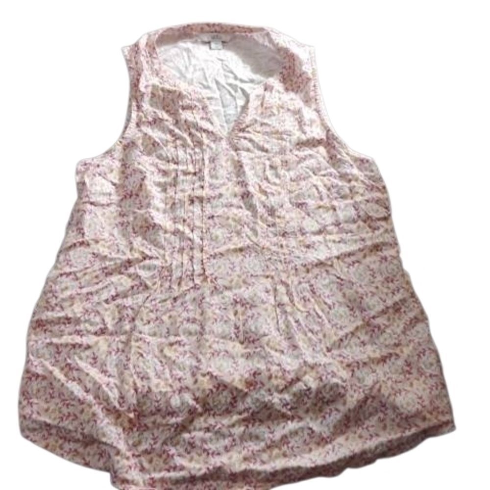 Croft & Barrow Pink Pleated Bib Collar (362) Blouse